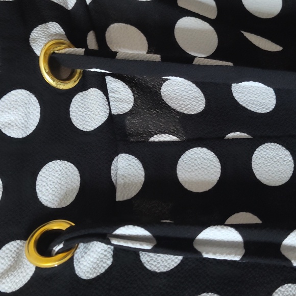 Michael Kors polka Dot Wide Leg Square Pants Black and Gray Draw String Large - Picture 2 of 5